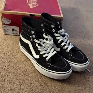 Vans Black and White Platform Sneakers